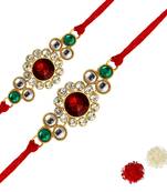 Maroon Color Combo Of 2 Pieces Kundan Rakhi