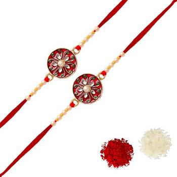 Maroon Color Combo Of 2 Pieces Kundan Rakhi 1