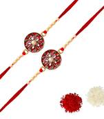 Maroon Color Combo Of 2 Pieces Kundan Rakhi