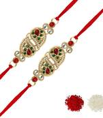 Maroon Color Combo Of 2 Pieces Kundan Rakhi
