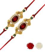 Maroon Color Combo Of 2 Pieces Kundan Rakhi
