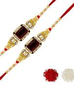 Maroon Color Combo Of 2 Pieces Kundan Rakhi