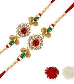 Maroon Color Combo Of 2 Pieces Kundan Rakhi