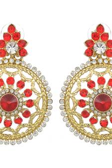 Kundan Studded Gold toned Dangle Earrings for Women and Girls