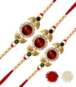 Maroon Color Combo Of 3 Pieces Kundan Rakhi