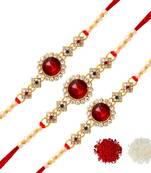 Maroon Color Combo Of 3 Pieces Kundan Rakhi