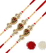 Maroon Color Combo Of 3 Pieces Kundan Rakhi