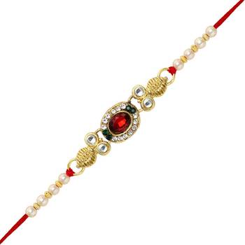 Maroon Color Combo Of 3 Pieces Kundan Rakhi 2