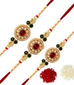 Maroon Color Combo Of 3 Pieces Kundan Rakhi