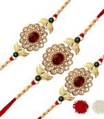 Maroon Color Combo Of 3 Pieces Kundan Rakhi
