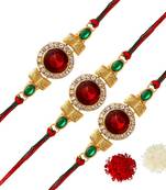 Maroon Color Combo Of 3 Pieces Kundan Rakhi
