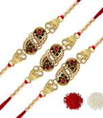 Maroon Color Combo Of 3 Pieces Kundan Rakhi