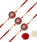 Maroon Color Combo Of 3 Pieces Kundan Rakhi