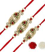 Maroon Color Combo Of 3 Pieces Kundan Rakhi