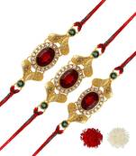 Maroon Color Combo Of 3 Pieces Kundan Rakhi