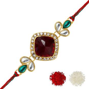 Maroon Color Combo Of 3 Pieces Kundan Rakhi 2