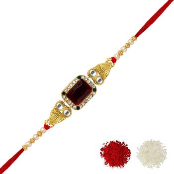 Maroon Color Combo Of 3 Pieces Kundan Rakhi 2