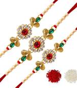 Maroon Color Combo Of 3 Pieces Kundan Rakhi