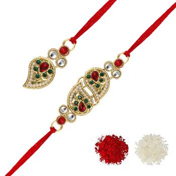 Maroon Color Bhaiya Bhabhi Kundan Rakhi 1