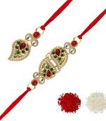 Maroon Color Bhaiya Bhabhi Kundan Rakhi