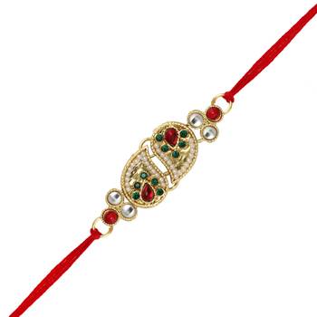 Maroon Color Bhaiya Bhabhi Kundan Rakhi 3