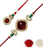 Maroon Color Bhaiya Bhabhi Kundan Rakhi
