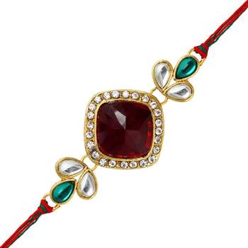 Maroon Color Bhaiya Bhabhi Kundan Rakhi 2