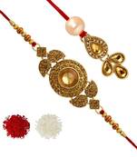 Gold Color Bhaiya Bhabhi Kundan Rakhi
