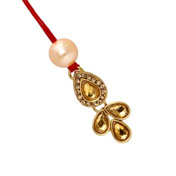Gold Color Bhaiya Bhabhi Kundan Rakhi 2