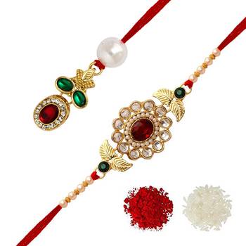 Maroon Color Bhaiya Bhabhi Kundan Rakhi 1
