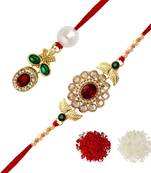 Maroon Color Bhaiya Bhabhi Kundan Rakhi