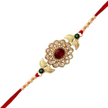 Maroon Color Bhaiya Bhabhi Kundan Rakhi 2