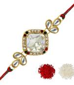 White Color Kundan Rakhi