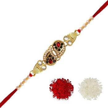Maroon Color Kundan Rakhi 1
