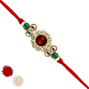 Maroon Color Kundan Rakhi 1