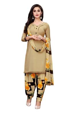 Yellow printed crepe salwar 1
