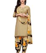Yellow printed crepe salwar