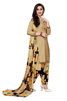 Yellow printed crepe salwar 2