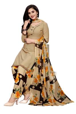 Yellow printed crepe salwar 3