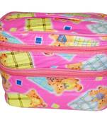 atorakushon® Multifunctional Travel Organiser Cosmetics Storage Professional Double Decker Bag for Women Makeup kit pink