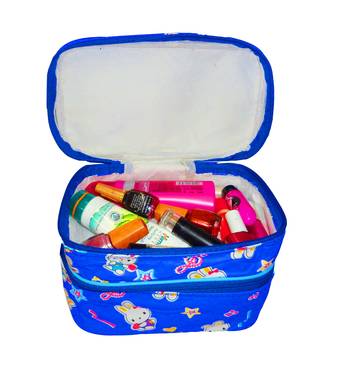 atorakushon® Multifunctional Travel Organiser Cosmetics Storage Professional Double Decker Bag for Women Makeup kit Blue 2