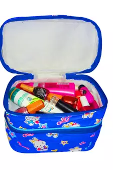 atorakushon® Multifunctional Travel Organiser Cosmetics Storage Professional Double Decker Bag for Women Makeup kit Blue