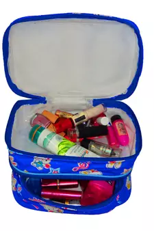 atorakushon® Multifunctional Travel Organiser Cosmetics Storage Professional Double Decker Bag for Women Makeup kit Blue