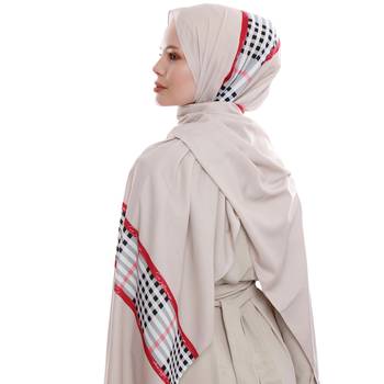 Justkartit Casual Wear Checked Strips Printed Long Scarf Hijab For Women 2
