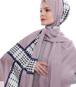 Justkartit Ivory Color Checked Printed Free Size Hijab Dupatta