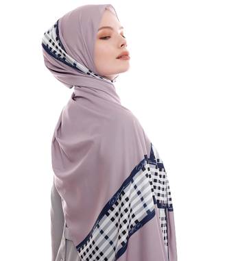Justkartit Ivory Color Checked Printed Free Size Hijab Dupatta 2
