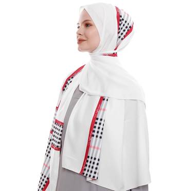 Justkartit White Color Daily Wear Printed Long Crisp Fabric Free Size Scarf Hijab Dupatta 2