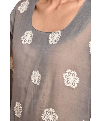 Set of Grey Embroidered kurta palazzo and dupatta 5