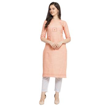 Peach plain cotton kurtas-and-kurtis 1