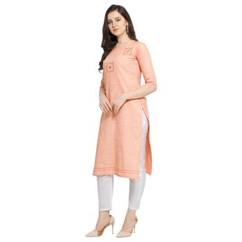 Peach plain cotton kurtas-and-kurtis 2